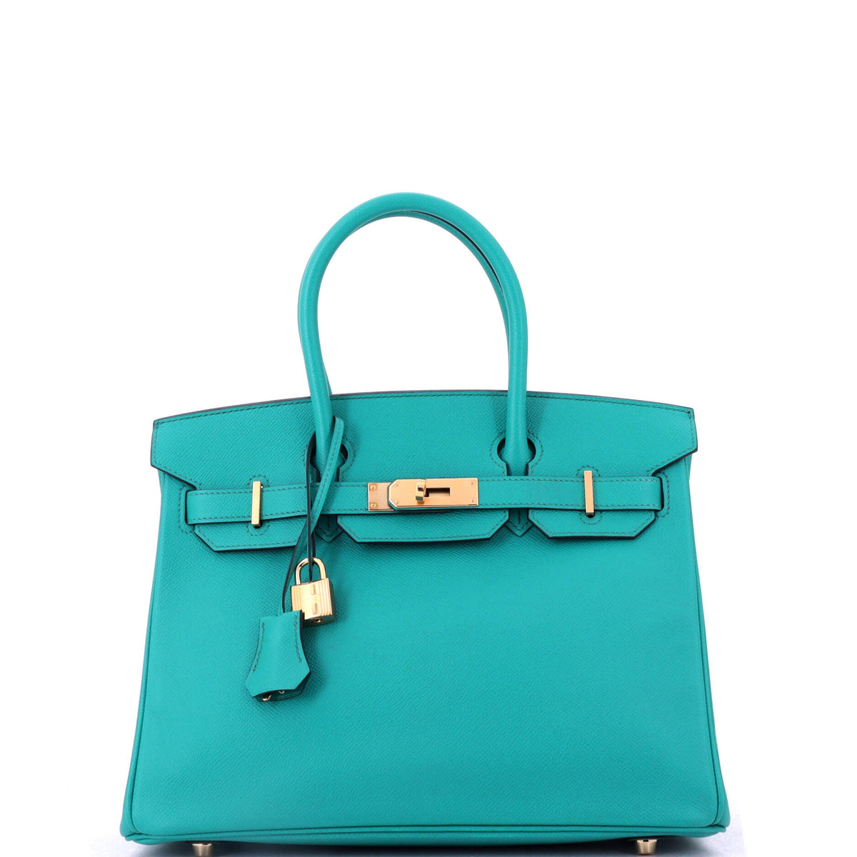 Herm?s Birkin Handbag Bleu Paon Epsom with Gold Hardware 30