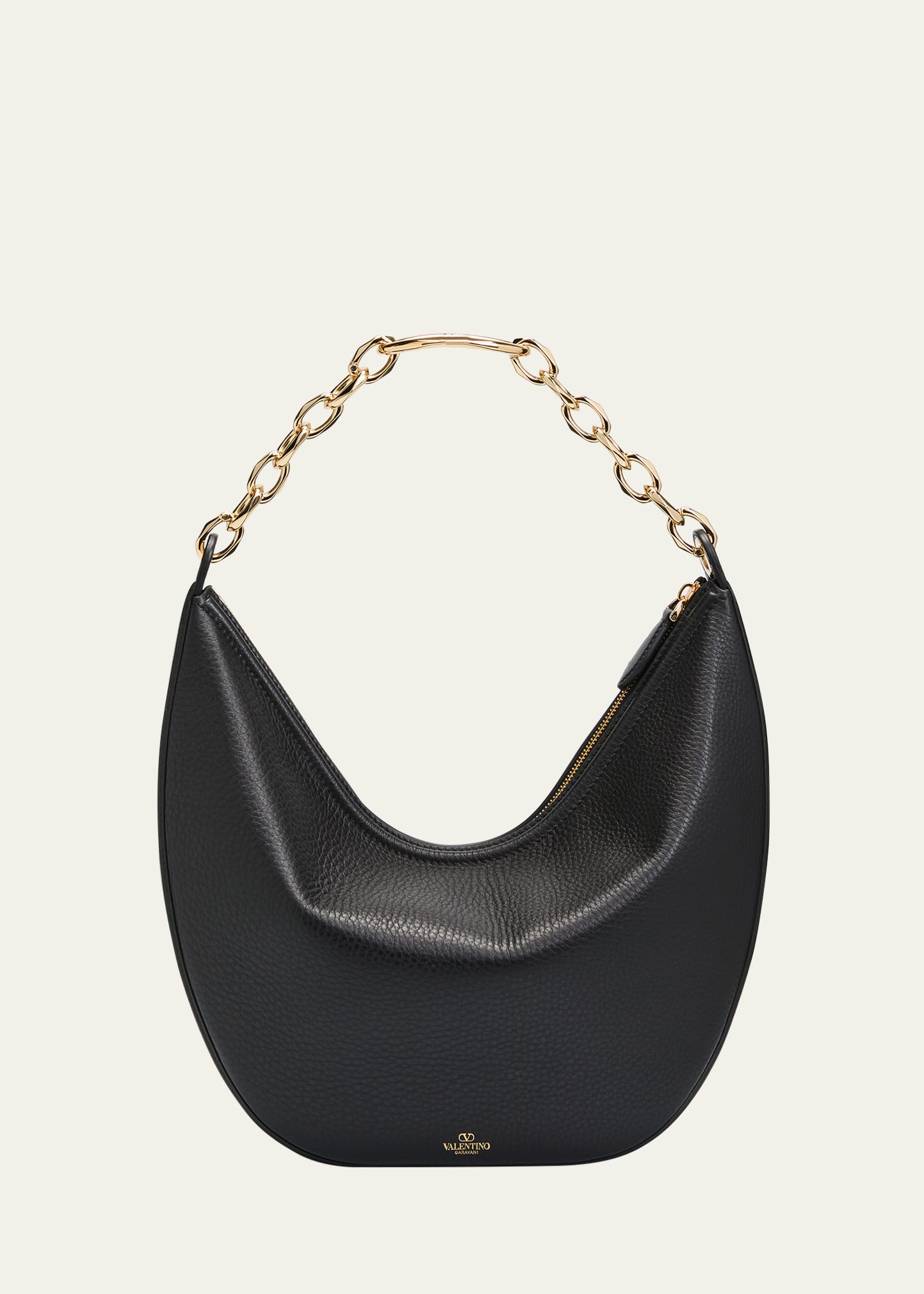 Valentino Medium VLOGO Moon Leather Hobo Bag