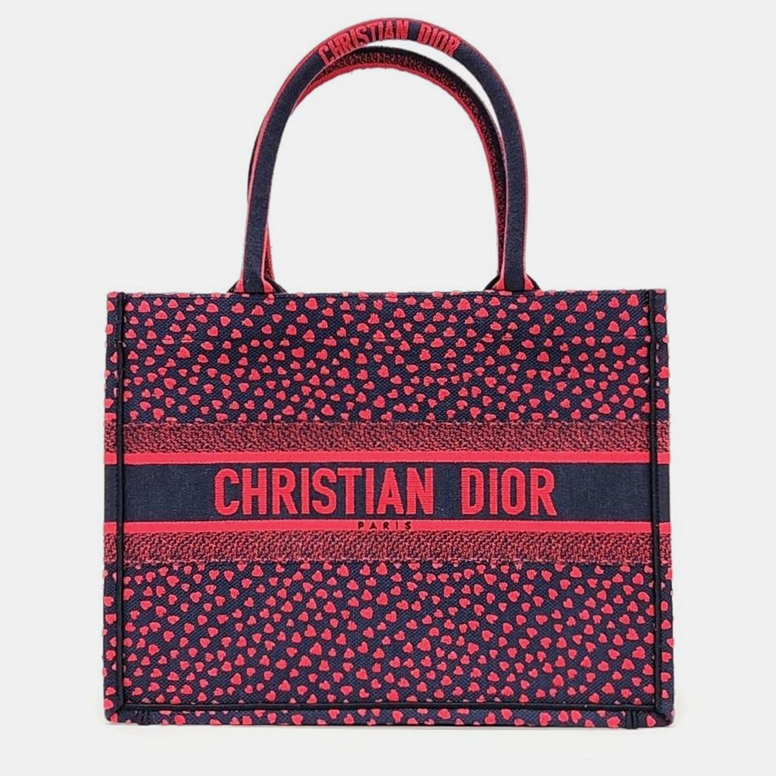 Dior Christian Red Canvas Book Tote Bag