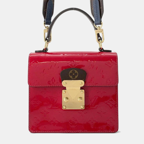 Red Patent, Navy Epi and Monogram Coated Canvas Spring Street Top Handle Bag