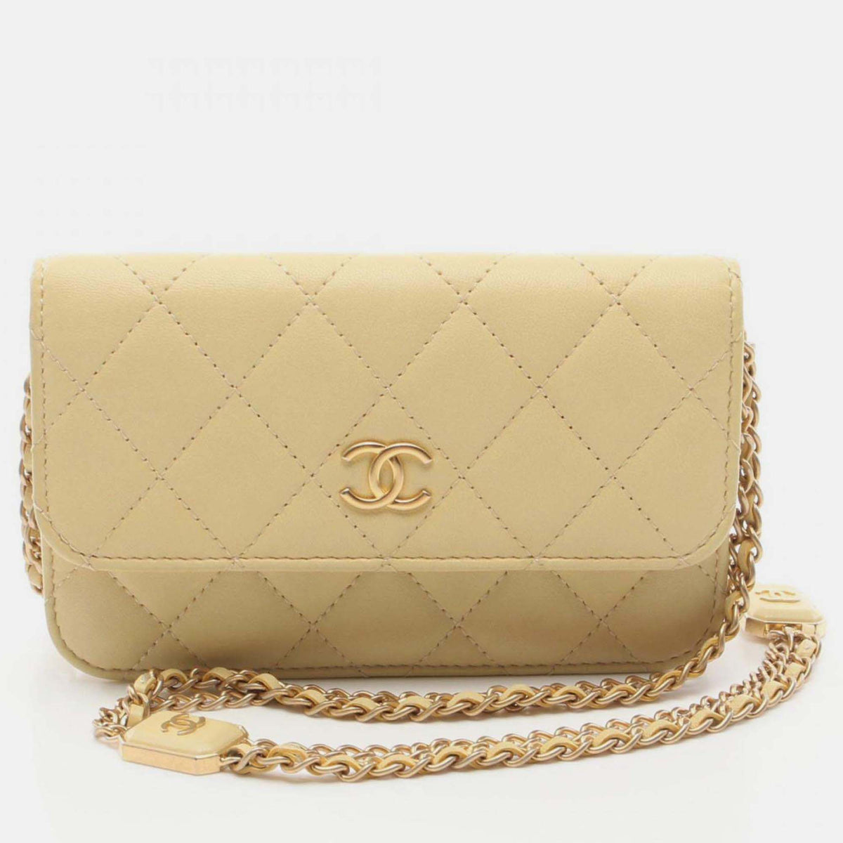 Chanel Yellow Lambskin Matelasse Shoulder Bag