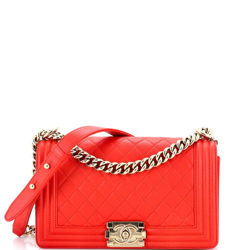 CHANEL Boy Flap Bag Quilted Caviar Old Medium
