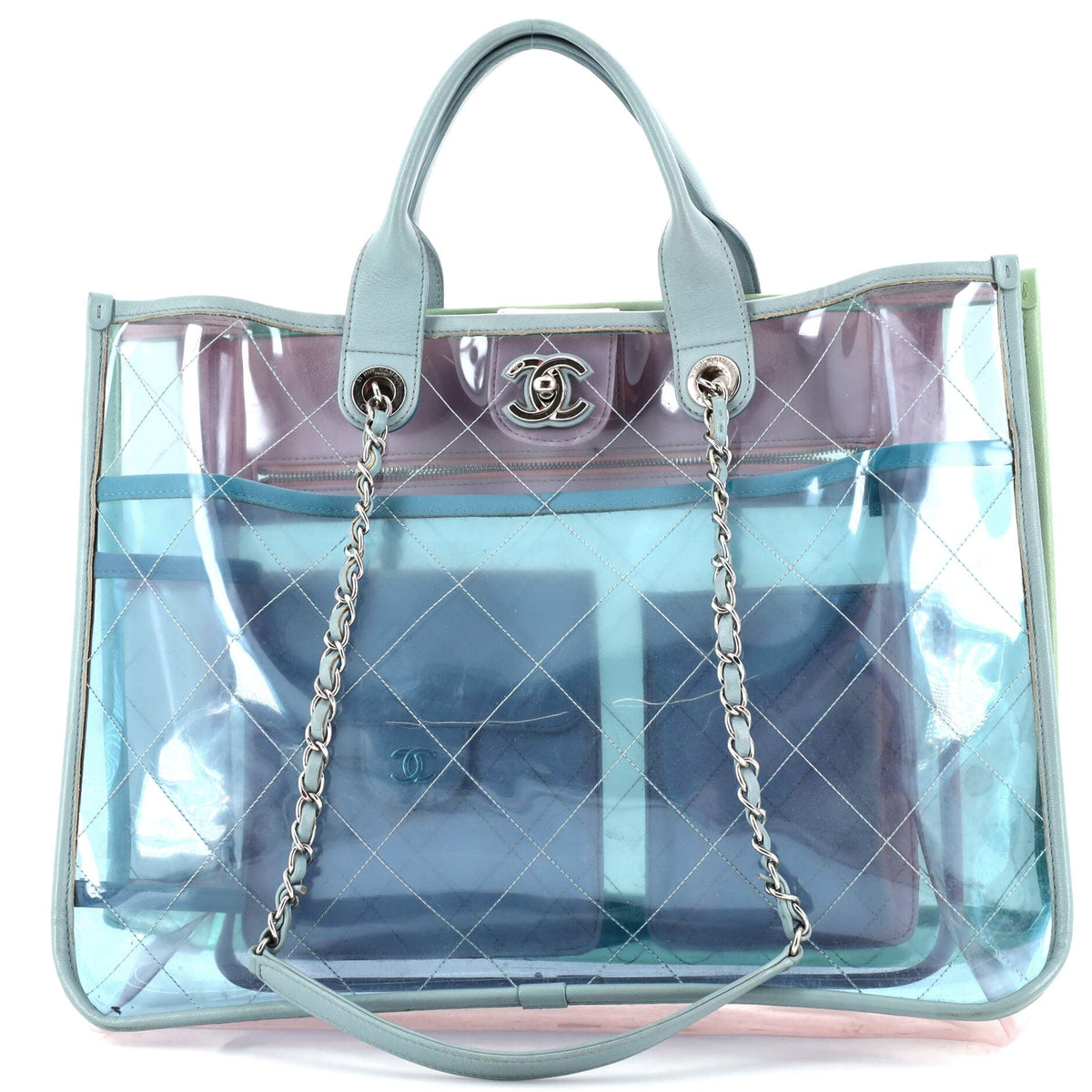 Chanel CHANEL Coco Splash Shopping Tote Quilted PVC With Lambskin Medium