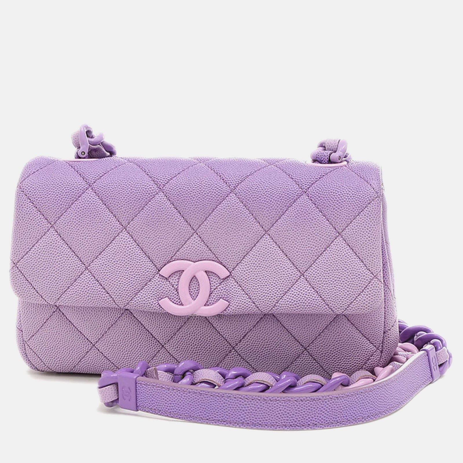 Chanel Sac à rabat matelassé My Everything en caviar violet