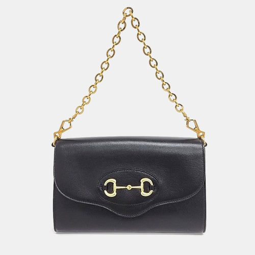 Black Leather Horsebit 1955 Shoulder Bag
