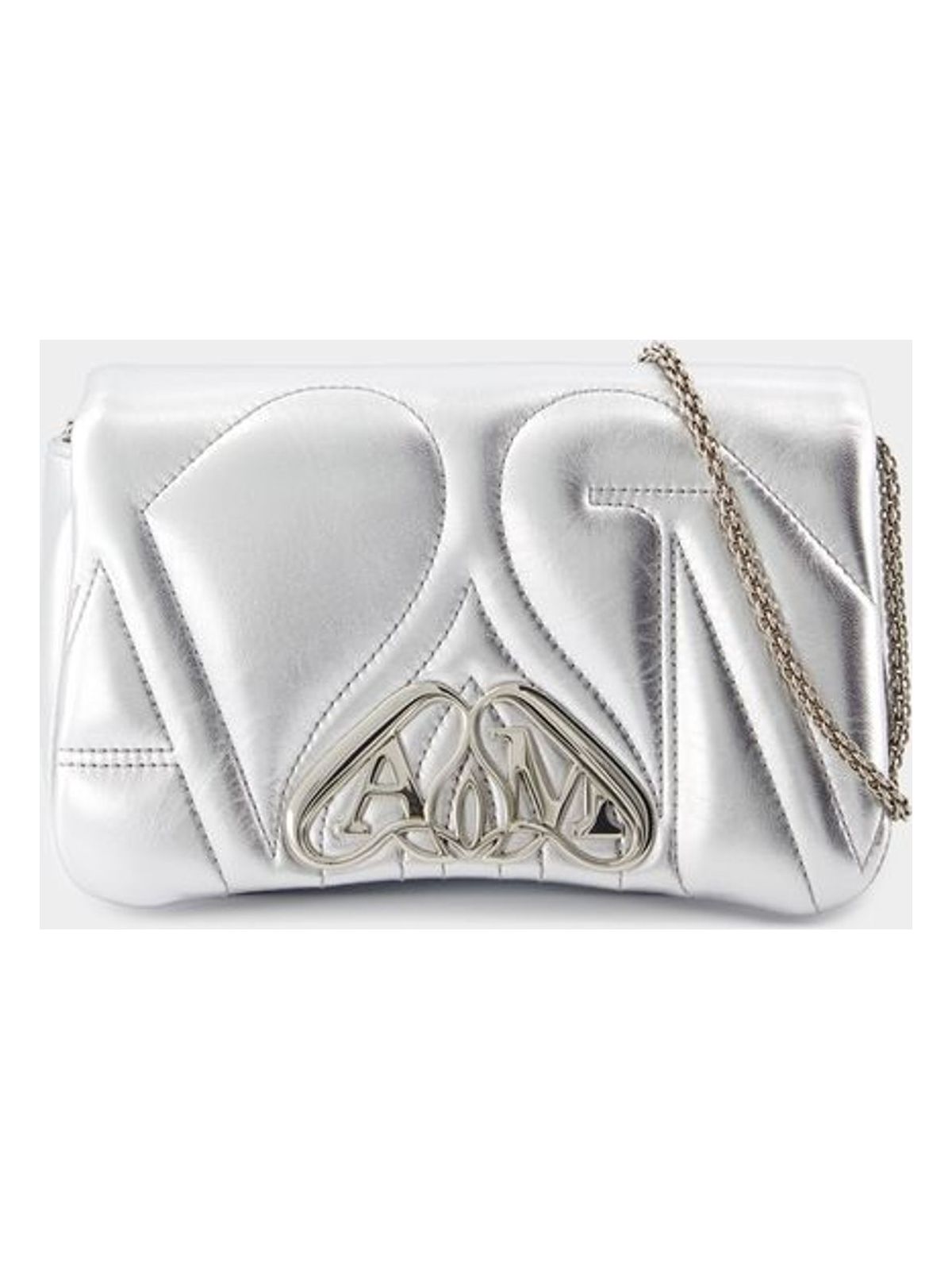 Alexander Mcqueen Women's The Mini Seal Crossbody Bag' in Silver | 7770111BL0I1400