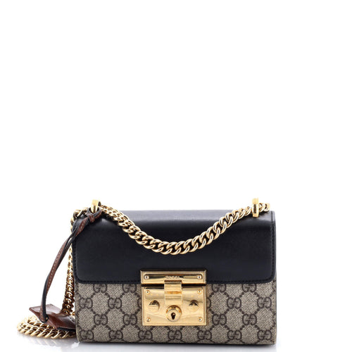 GUCCI Padlock Shoulder Bag GG Coated Canvas and Leather Small