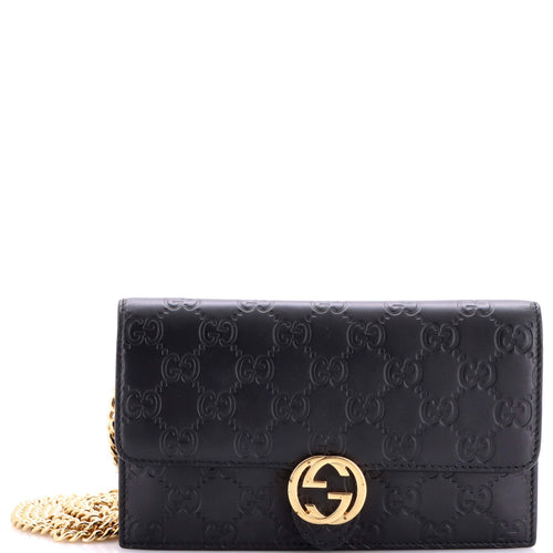 GUCCI Icon Wallet on Chain Guccissima Leather