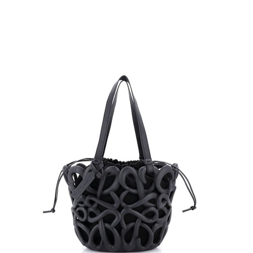 LOEWE Inflated Anagram Cut Out Basket Tote Rubber and Leather Small