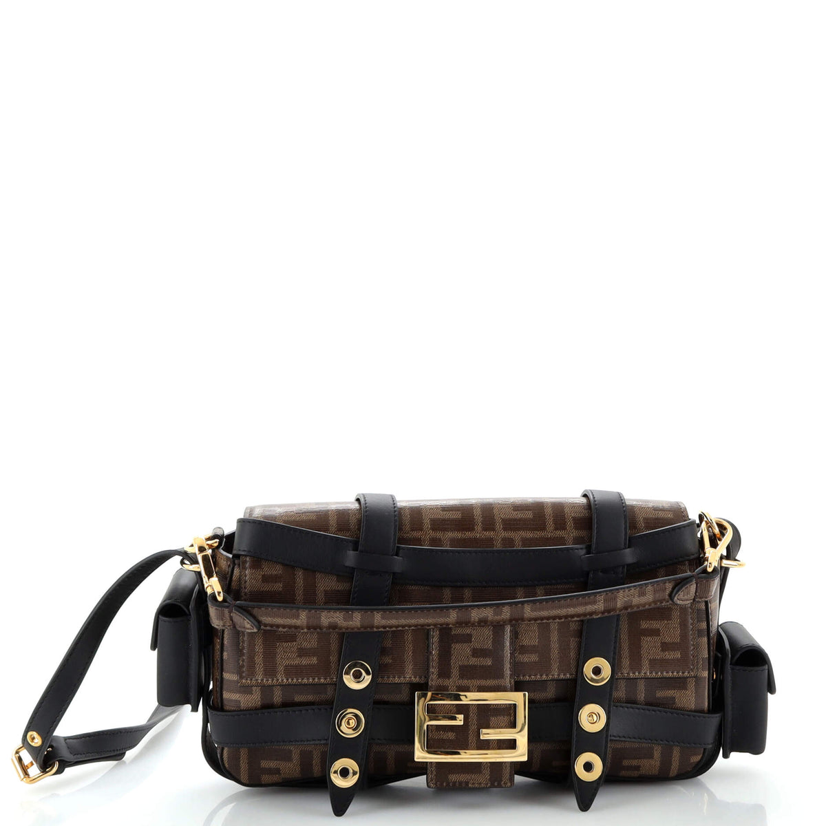 Fendi FENDI Baguette Cage Bag Zucca Coated Canvas and Leather Medium
