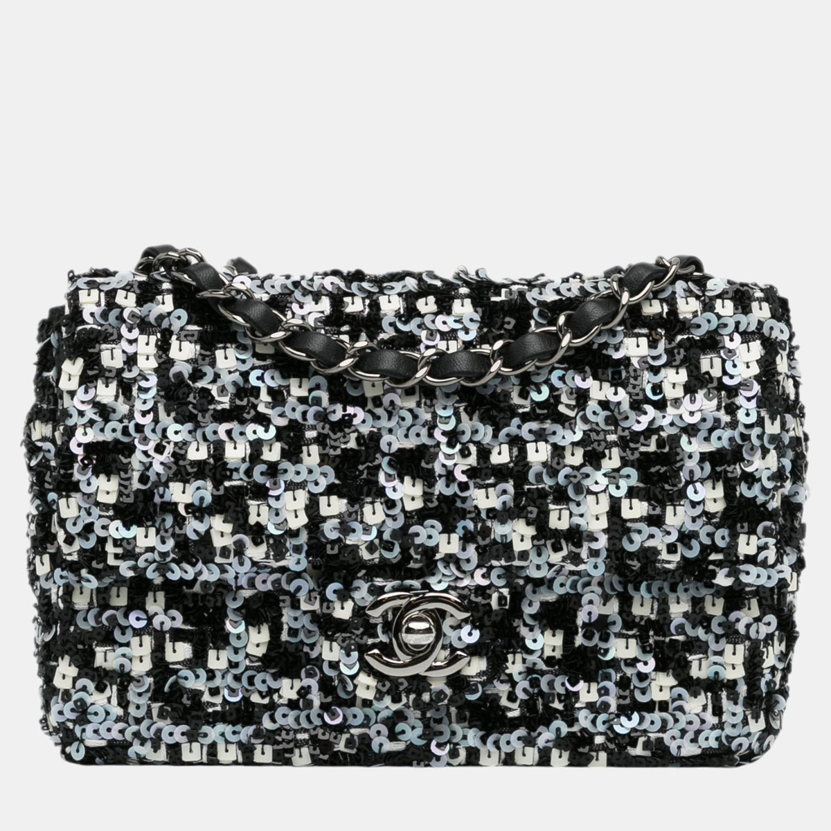 Chanel Black Mini Lambskin Sequin Single Flap