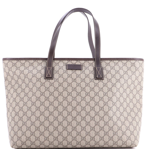 GUCCI Plus Tote GG Coated Canvas with Leather Large