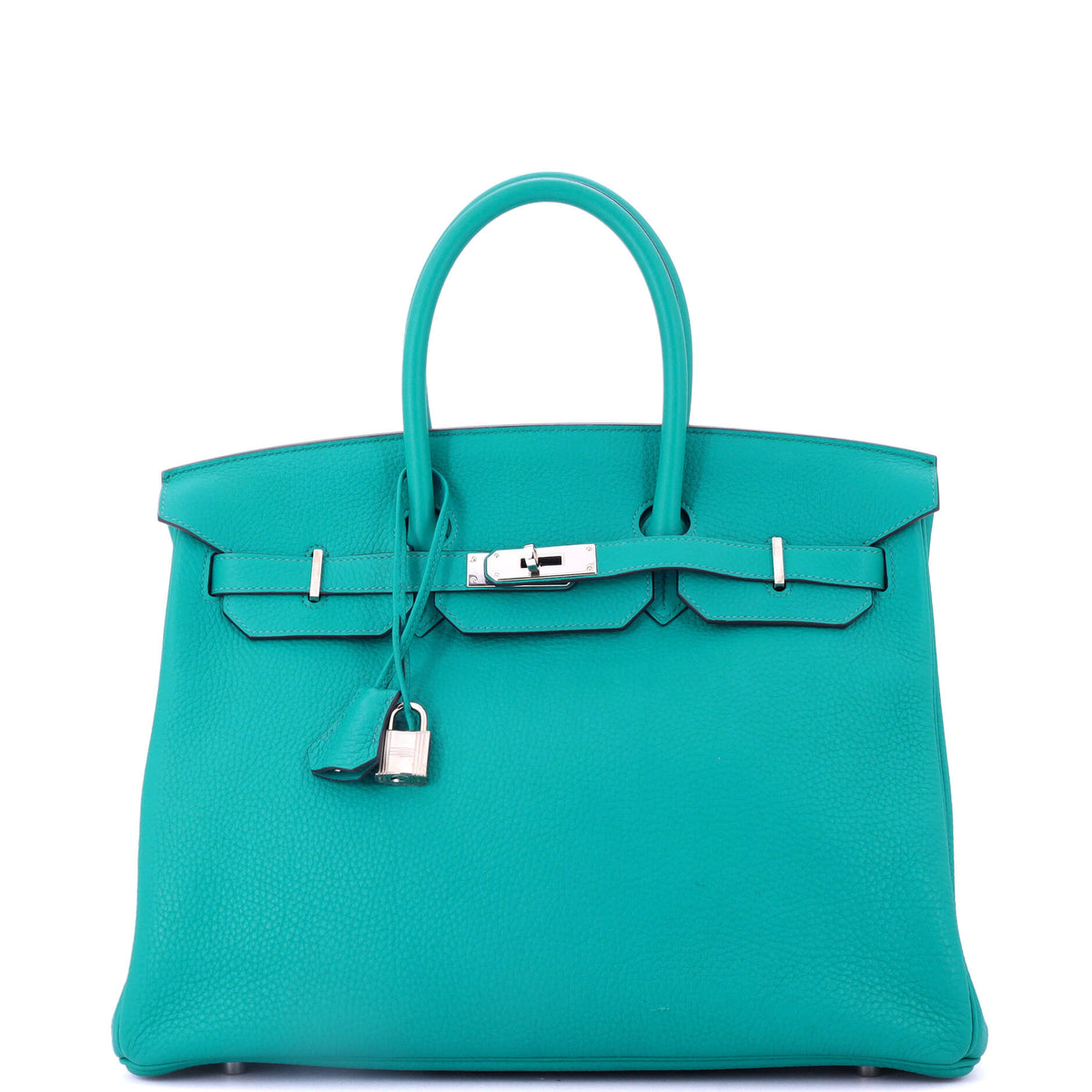 Herm?s Birkin Handbag Bleu Paon Togo with Palladium Hardware 35
