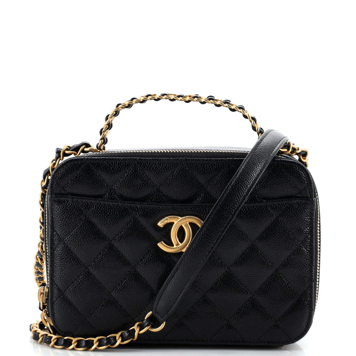Chanel CHANEL Pick Me Up Logo Handle Vanity Case Quilted Caviar Small