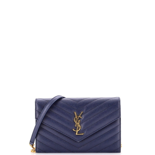 Classic Monogram Wallet on Chain Matelasse Chevron Leather Small