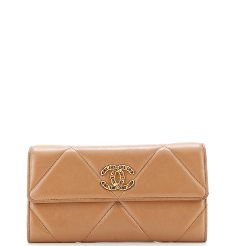 CHANEL 19 Flap Wallet Quilted Lambskin Long