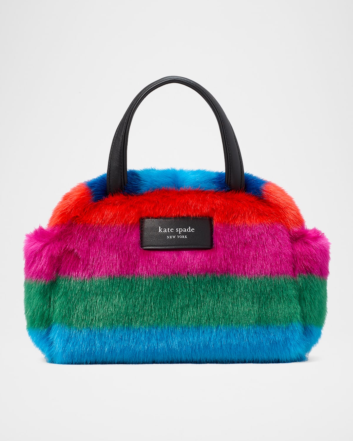 Kate Spade New York striped puff faux-fur top-handle bag