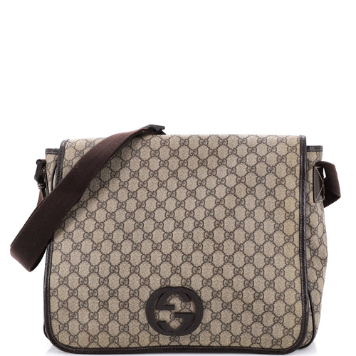 GUCCI Interlocking G Messenger Bag GG Coated Canvas Large