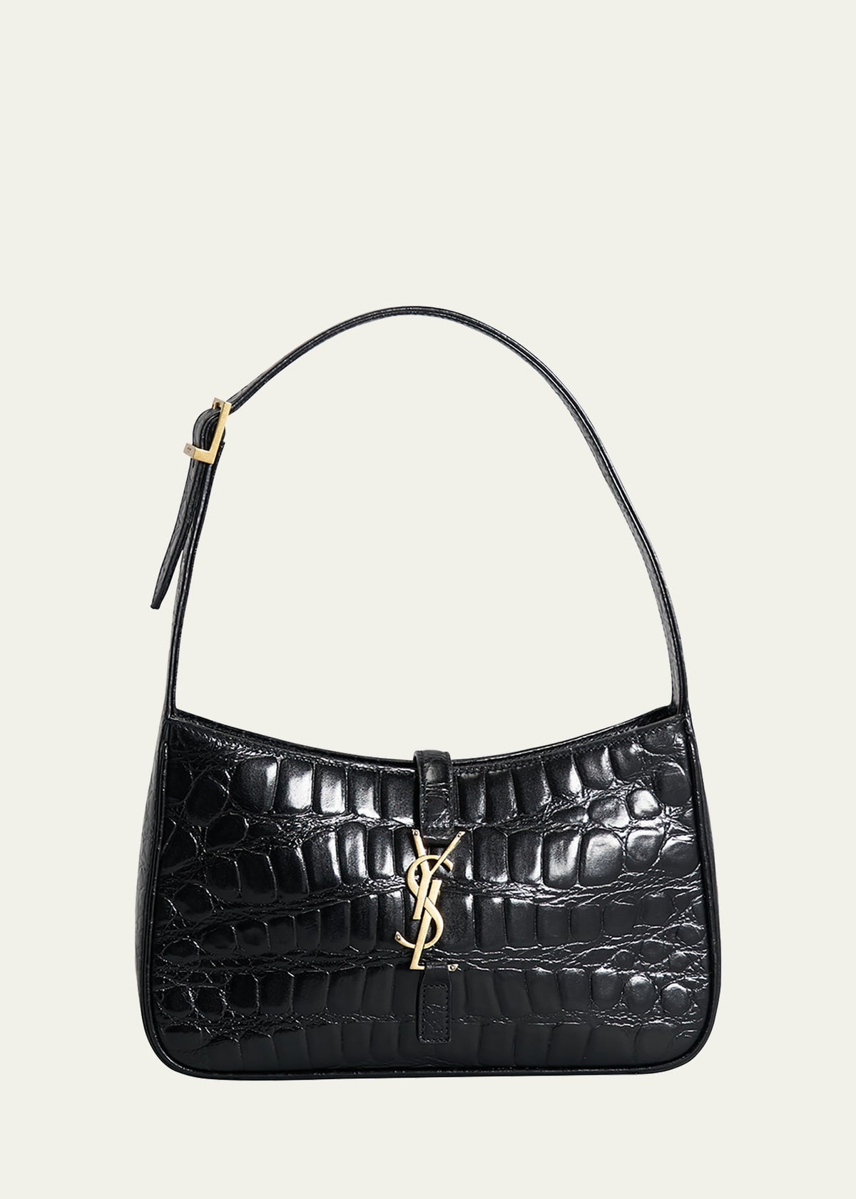 Boss Le 5 A YSL Croc-Embossed Hobo Shoulder Bag