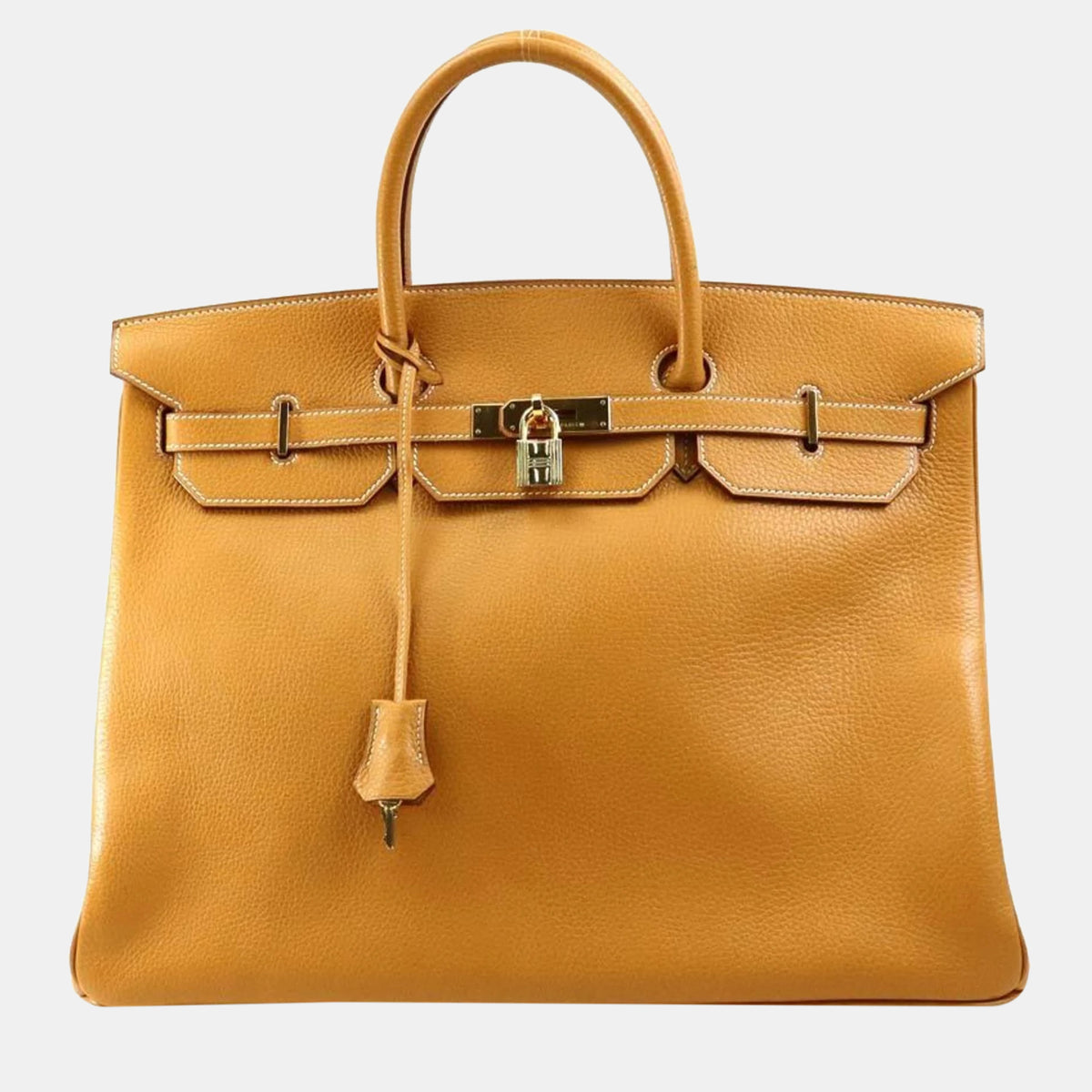 Hermès Handbag Birkin 40 Ardennes Natural Gold Unisex