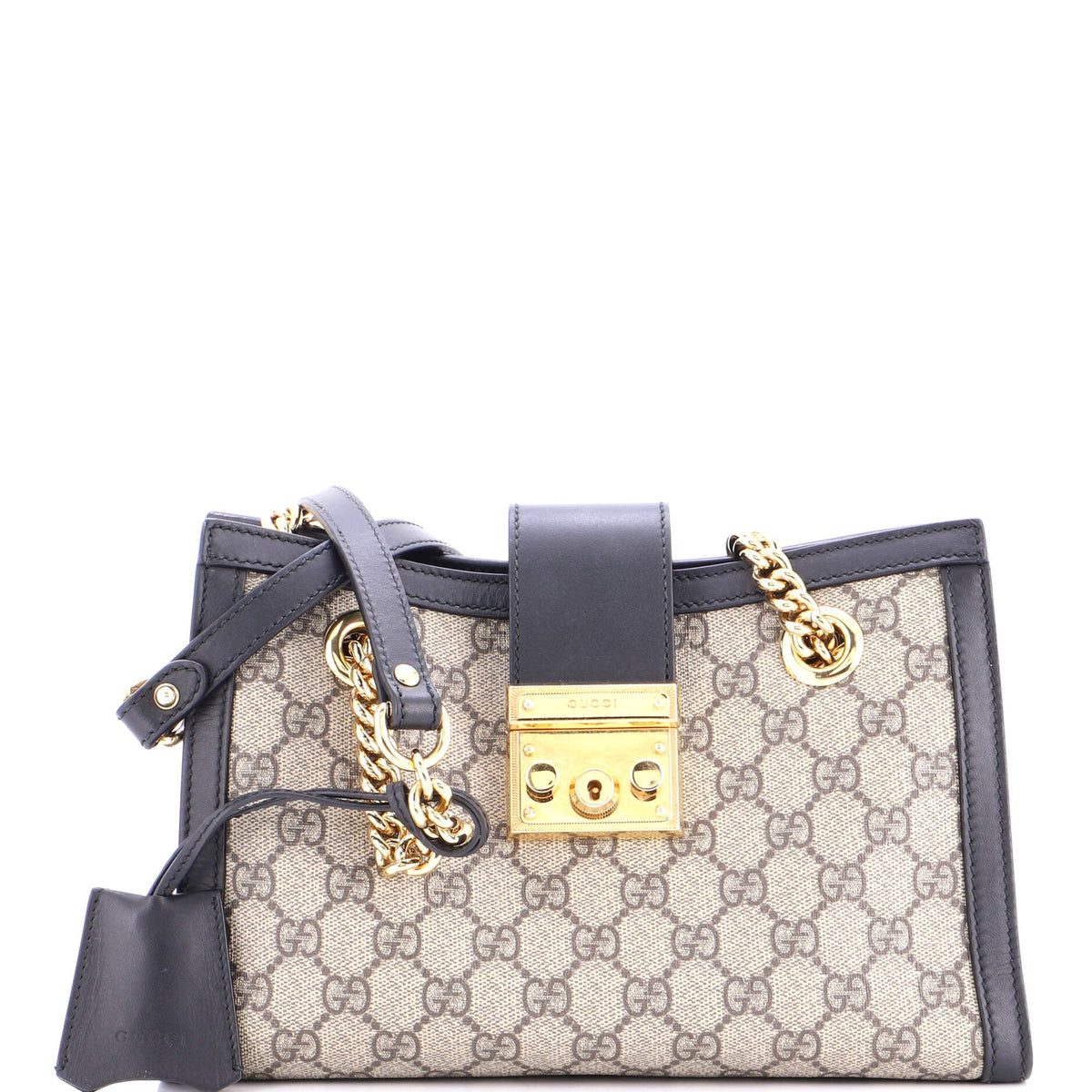 Gucci GUCCI Padlock Chain Tote GG Coated Canvas with Leather Small