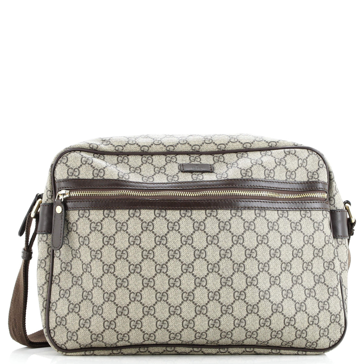 Gucci GUCCI Front Zip Camera Bag GG Coated Canvas Large