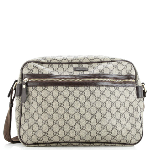 GUCCI Front Zip Camera Bag GG Coated Canvas Large