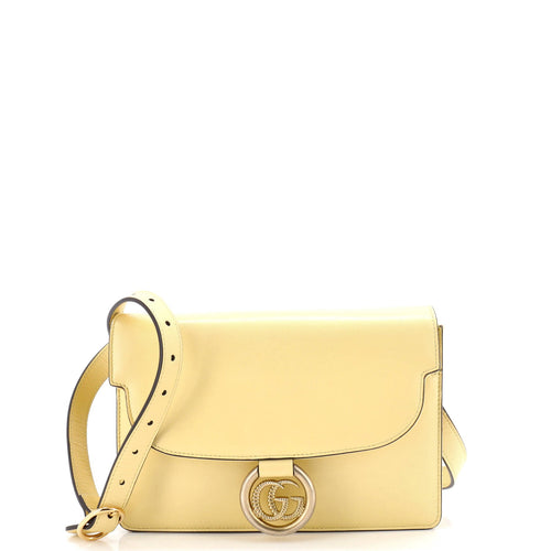GUCCI GG Ring Shoulder Bag Leather Small