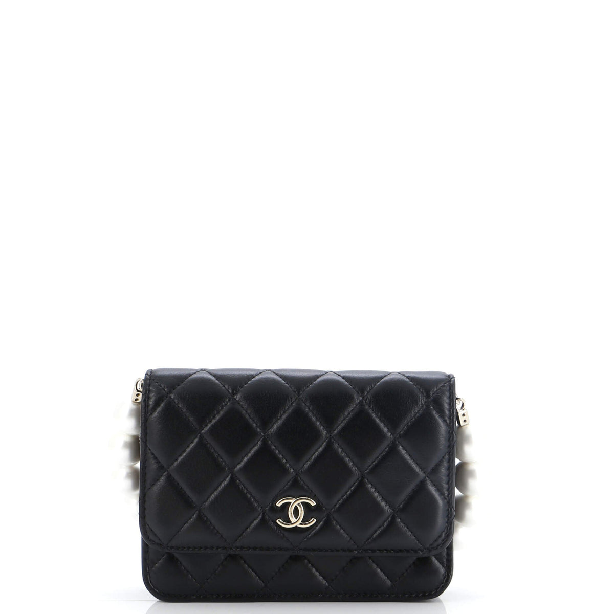 Chanel CHANEL Pearl Strap CC Wallet on Chain Quilted Calfskin Mini