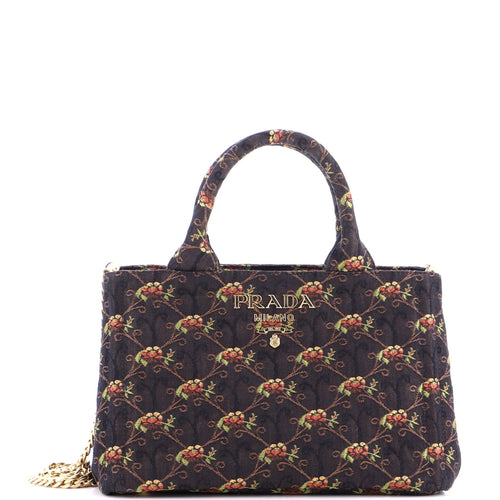 PRADA Canapa Convertible Tote Broccato Fabric Micro