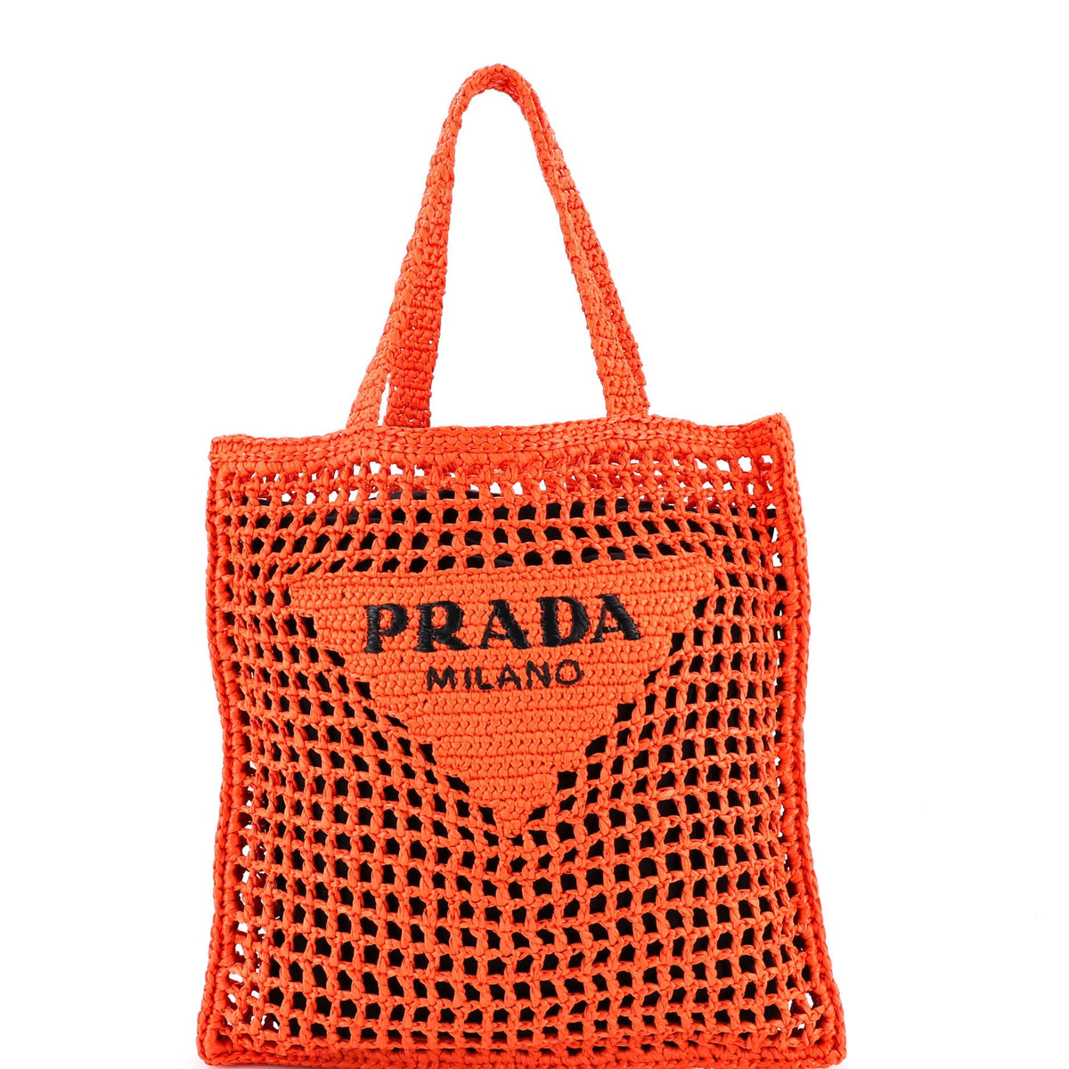 Prada PRADA Triangle Logo Open Tote Raffia