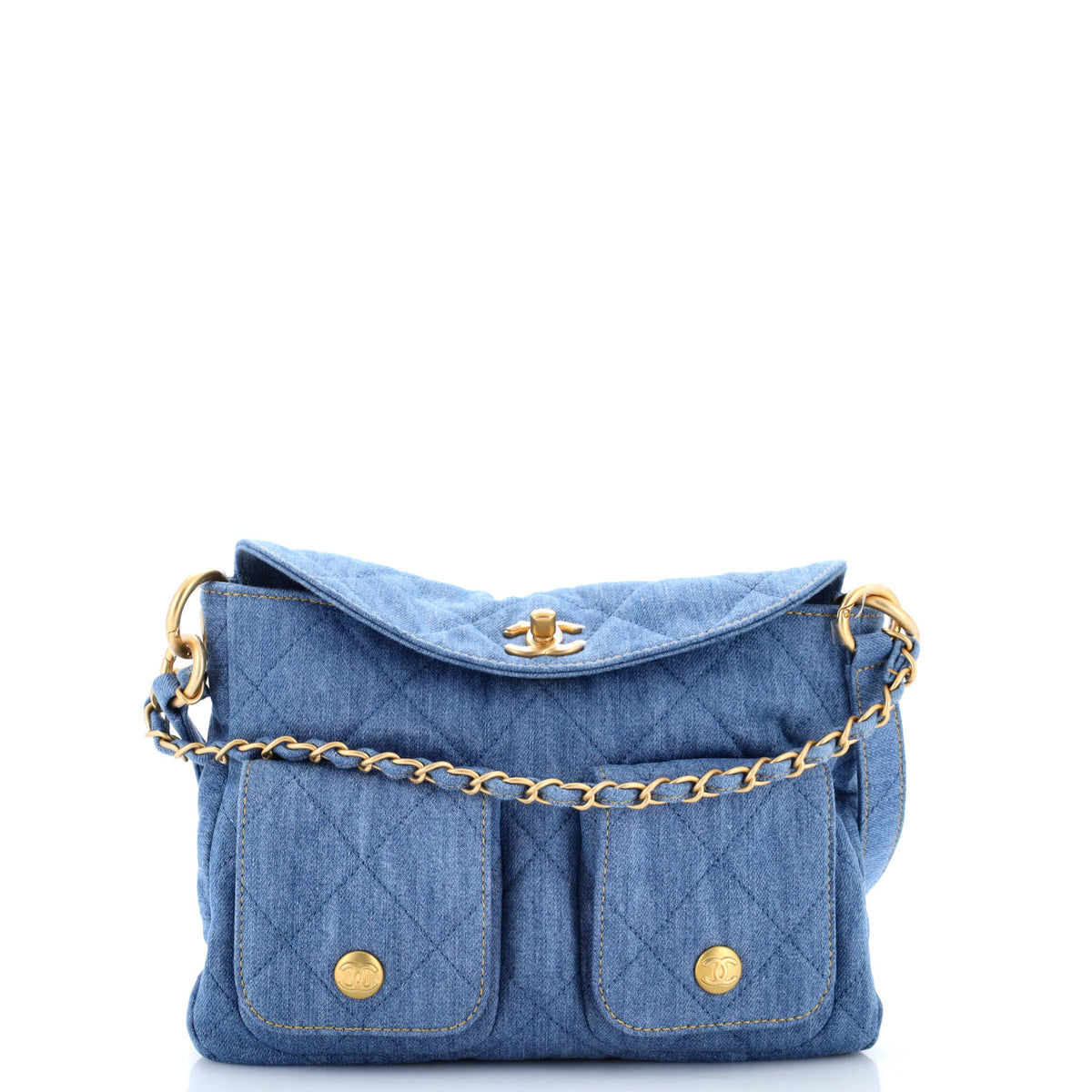 Chanel CHANEL Supple Twins Hobo Quilted Denim