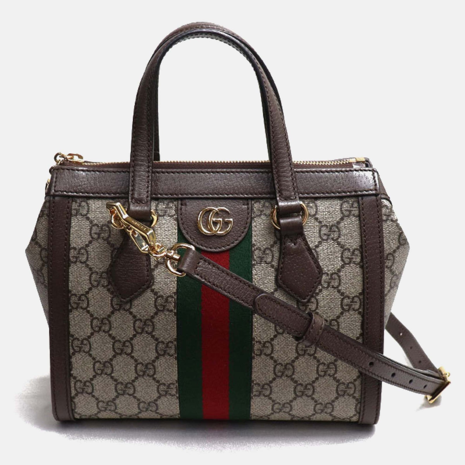 Gucci Kleine Tragetasche Ophidia GG in Braun-Beige/Ebenholz