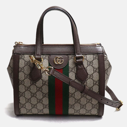 Brown Beige/Ebony Ophidia GG Small Tote Bag
