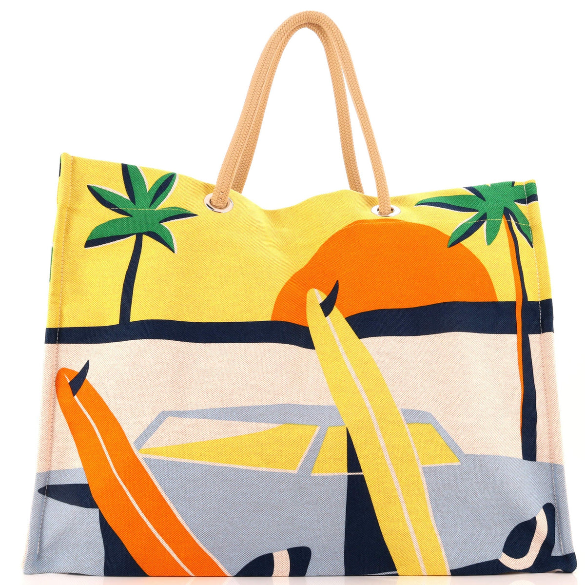 Hermès Apres la Vague Beach Bag Printed Toile