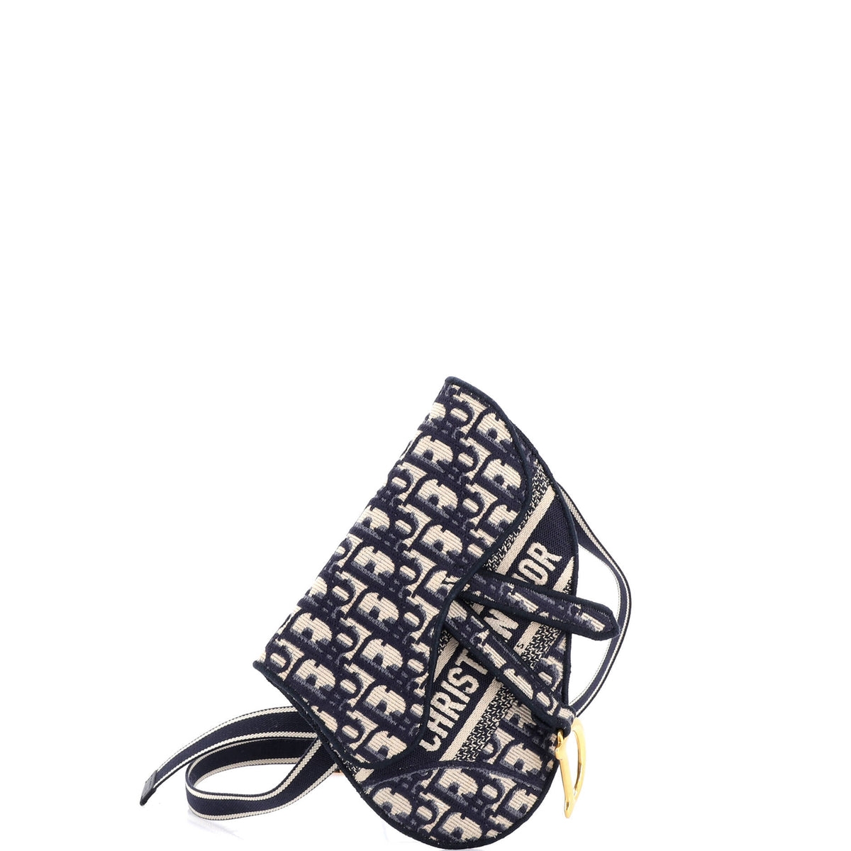 Christian Dior Saddle Belt Bag Logo Embroidered Oblique Canvas