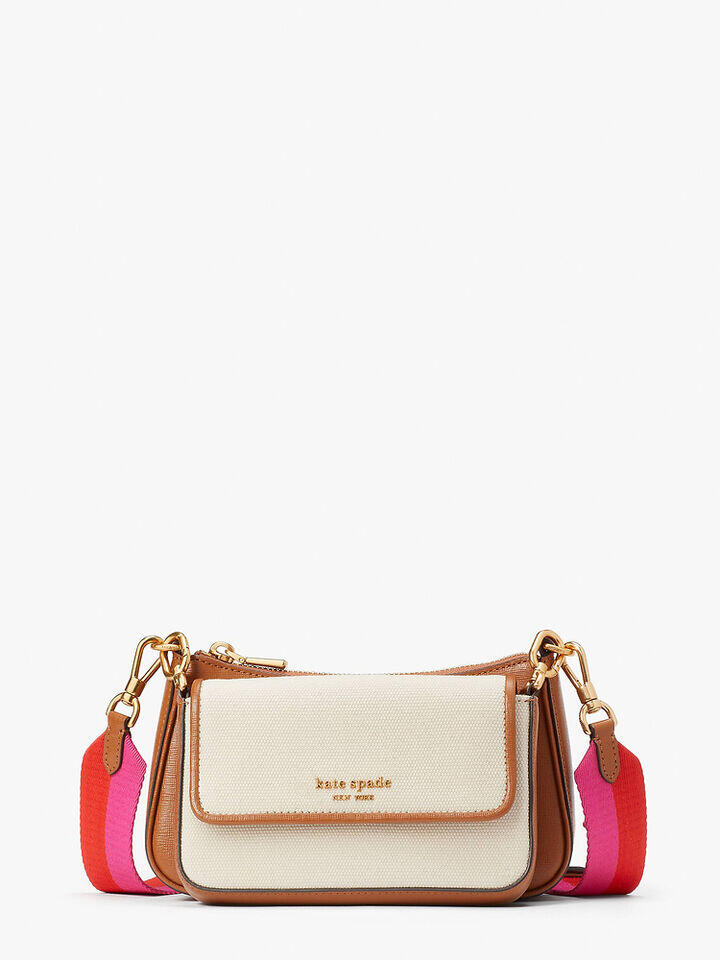 Kate Spade Au Double Up Racing Stripe Canvas Crossbody