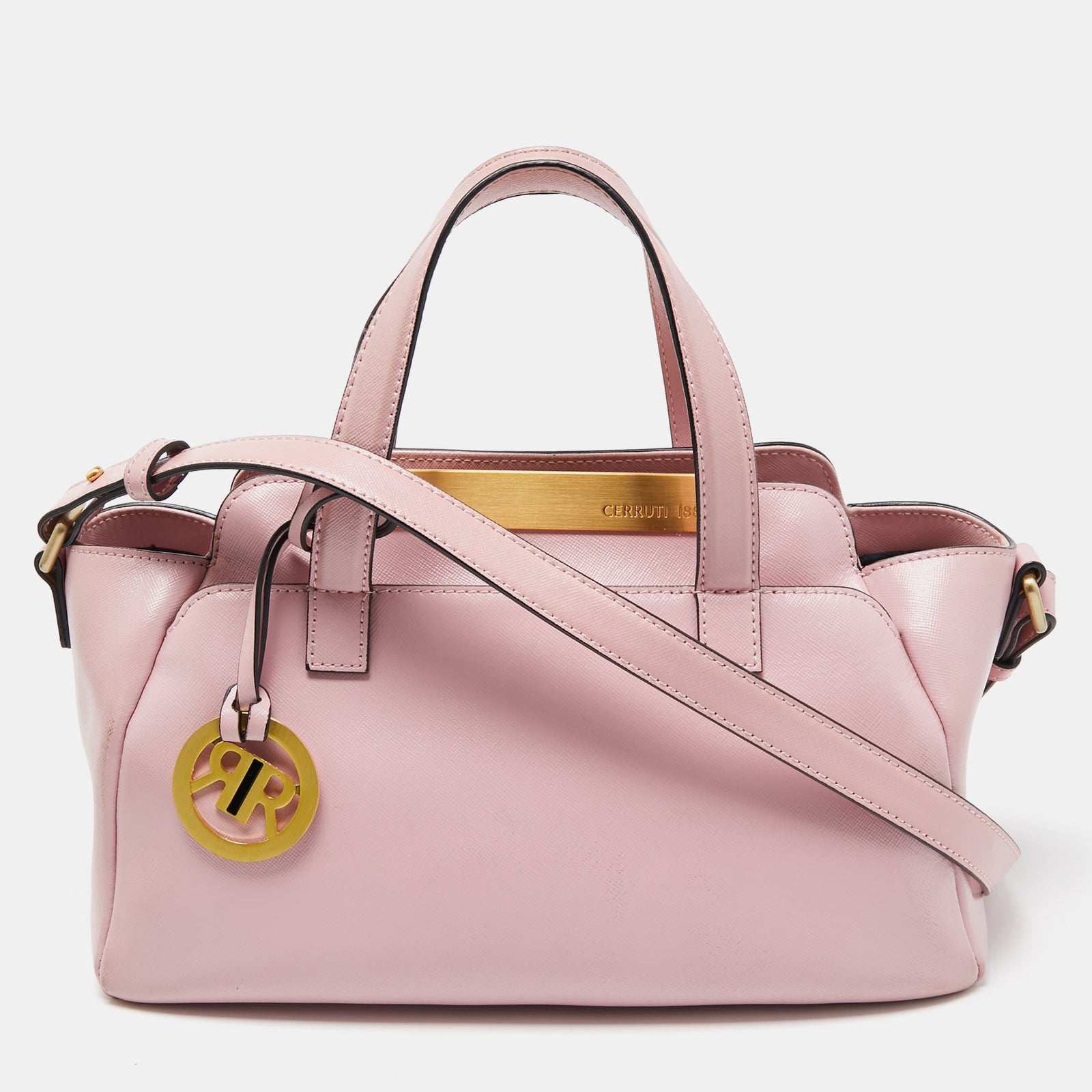 Cerruti Pink Leather Frame Satchel