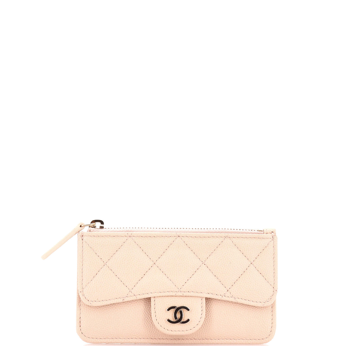 Chanel CHANEL Flap Zip Card Holder Quilted Caviar