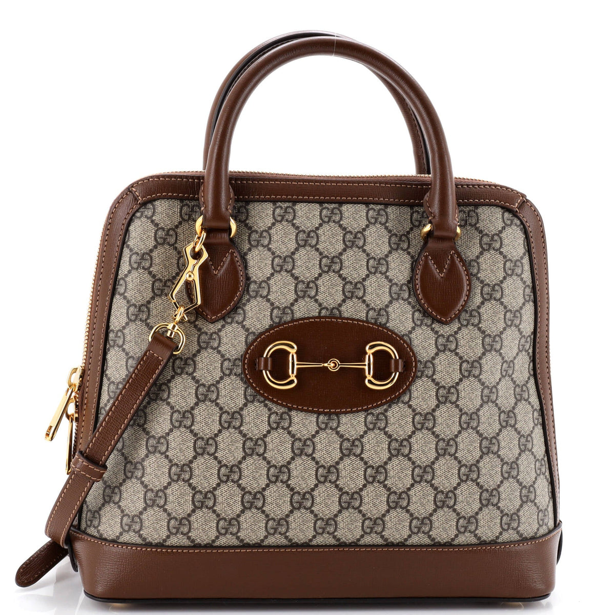 Gucci GUCCI Horsebit 1955 Top Handle Bag GG Coated Canvas with Leather Medium