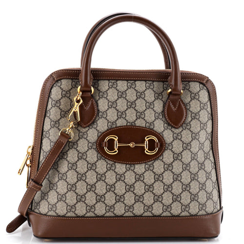 GUCCI Horsebit 1955 Top Handle Bag GG Coated Canvas with Leather Medium