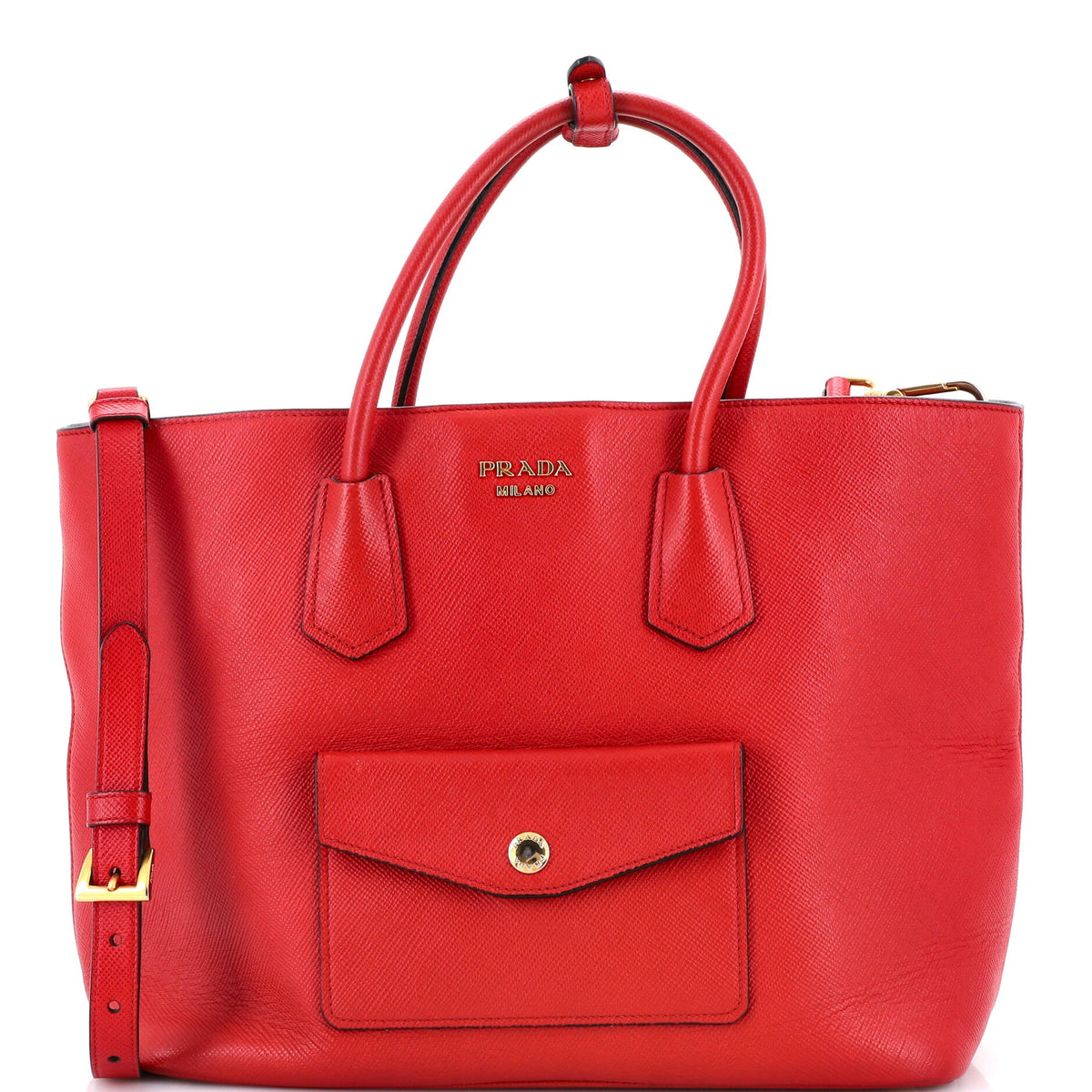 Prada PRADA Front Pocket Convertible Tote Saffiano Leather