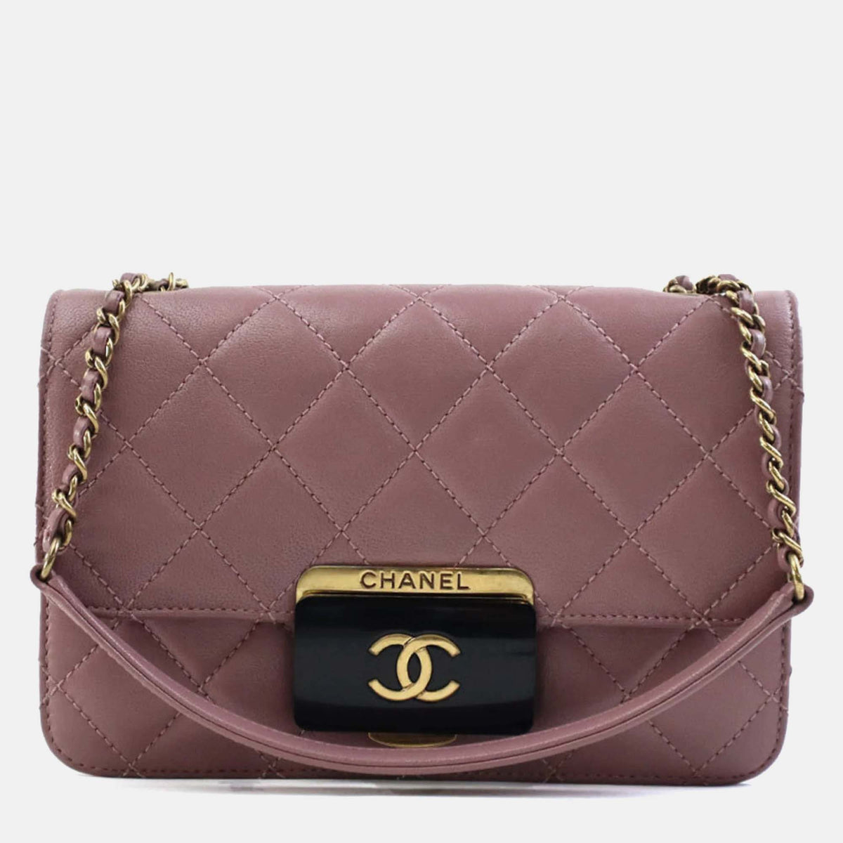 Chanel Dark Pink Gold Leather Matelasse Shoulder Bag