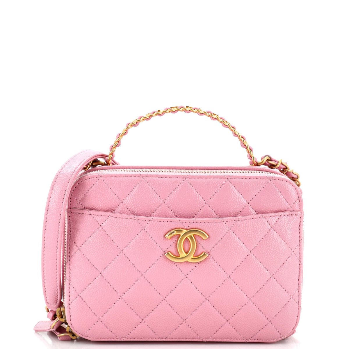 Chanel CHANEL Pick Me Up Logo Handle Vanity Case Quilted Caviar Small