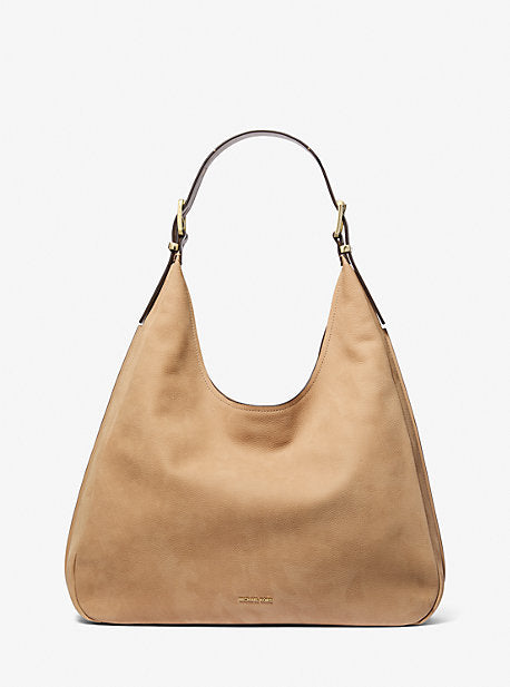 Michael Kors MK Nolita Large Nubuck Hobo Shoulder Bag - Brown - Michael Kors