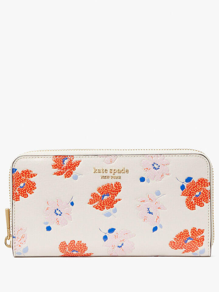 Kate Spade Au Morgan Dotty Floral Embossed Zip-around Continental Wallet