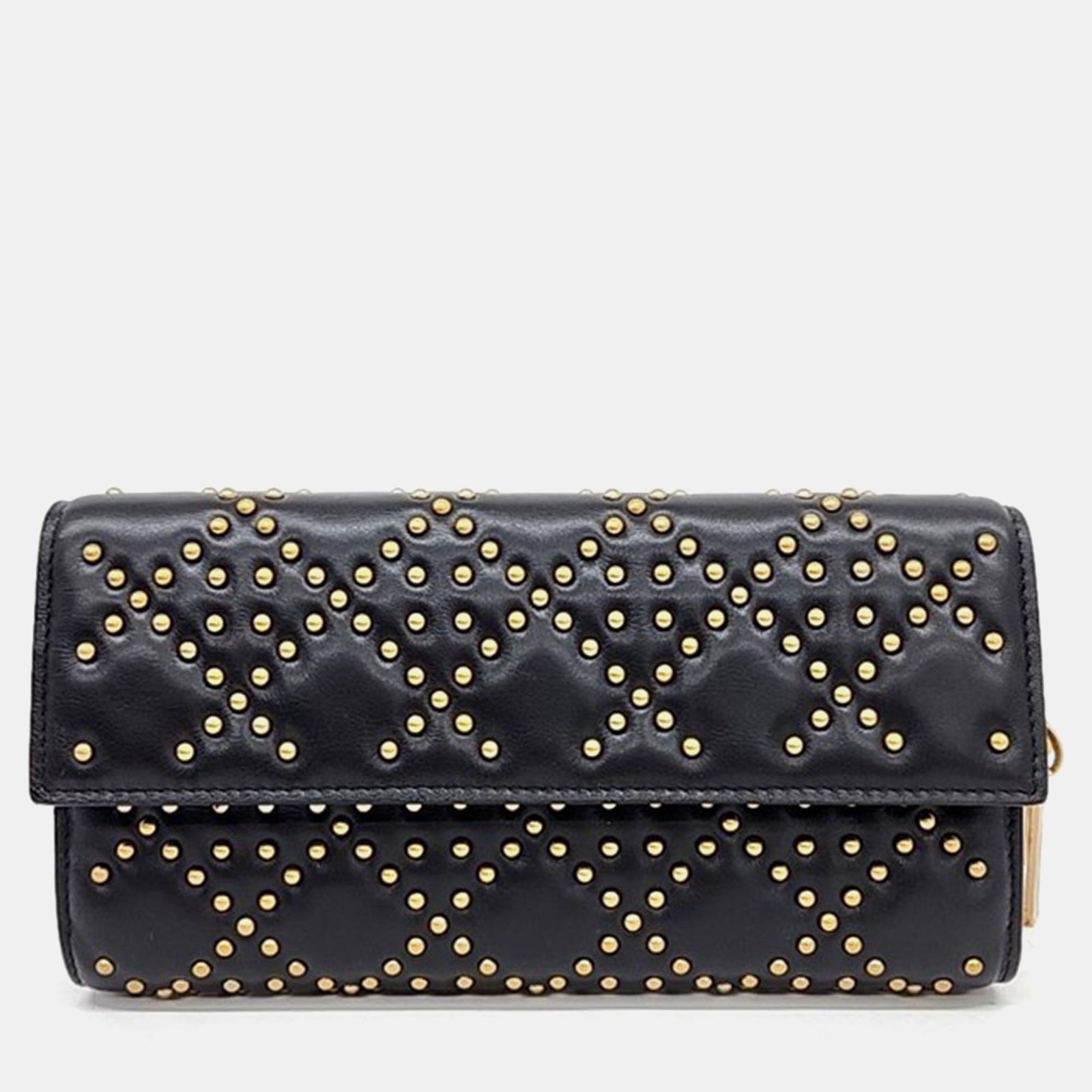 Dior Schwarze Clutch aus Cannage-Leder mit Nieten