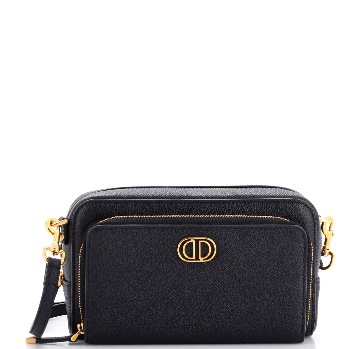 Christian Dior Caro Double Pouch Crossbody Bag Leather