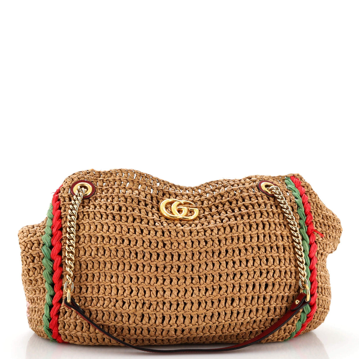 Gucci GUCCI GG Marmont Chain Tote Raffia Large