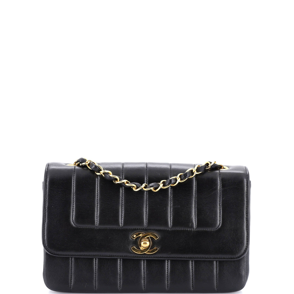 Chanel CHANEL Vintage CC Chain Flap Bag Vertical Quilt Lambskin Small